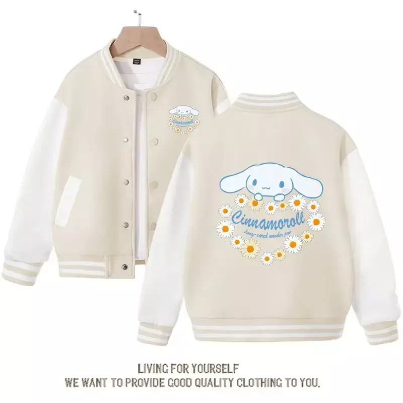 Sanrio Outerwear Kawaii Coat for Girls Cute Cartoon Women's Coat New in Outerwears Cinnamoroll Spring and Autumn New Children's