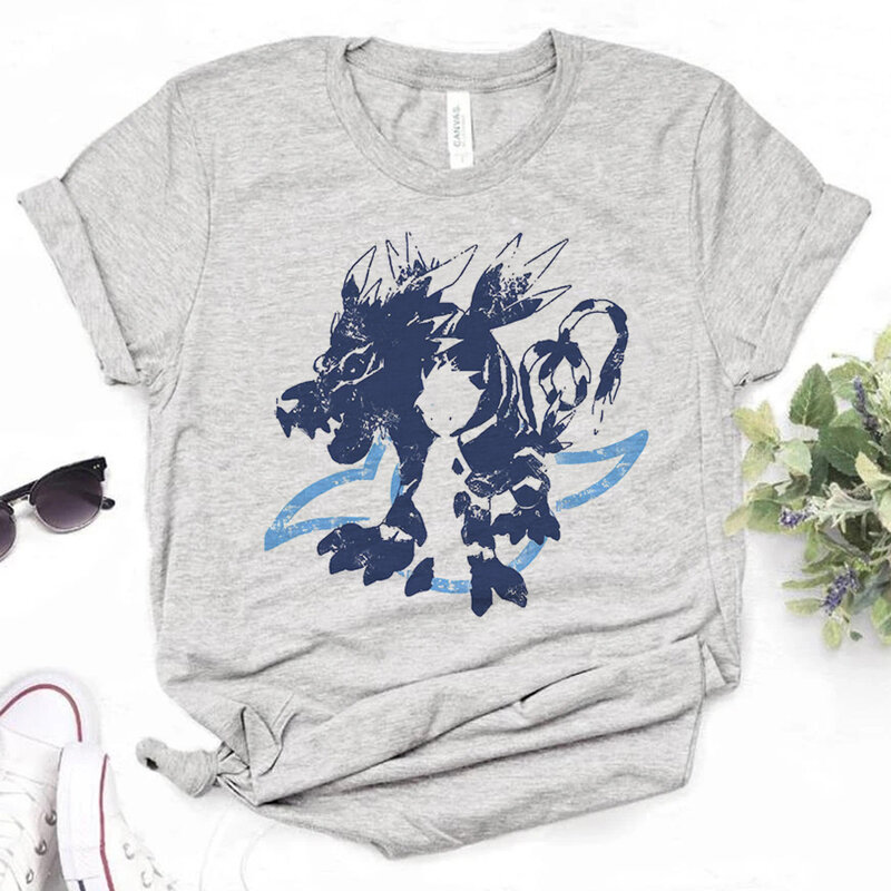 Digimon T-Shirt Frauen Manga Streetwear T-Shirt Mädchen Grafik 2000s Designer Kleidung