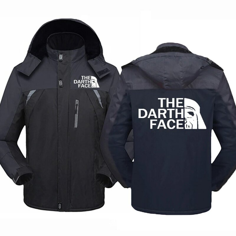 Zima nowy dół płaszcz z kapturem DARTH twarz nadruk Logo mężczyźni dół kurtka Colorblock konfigurowalne Logo mężczyźni ciepła kurtka wysokiej jakości