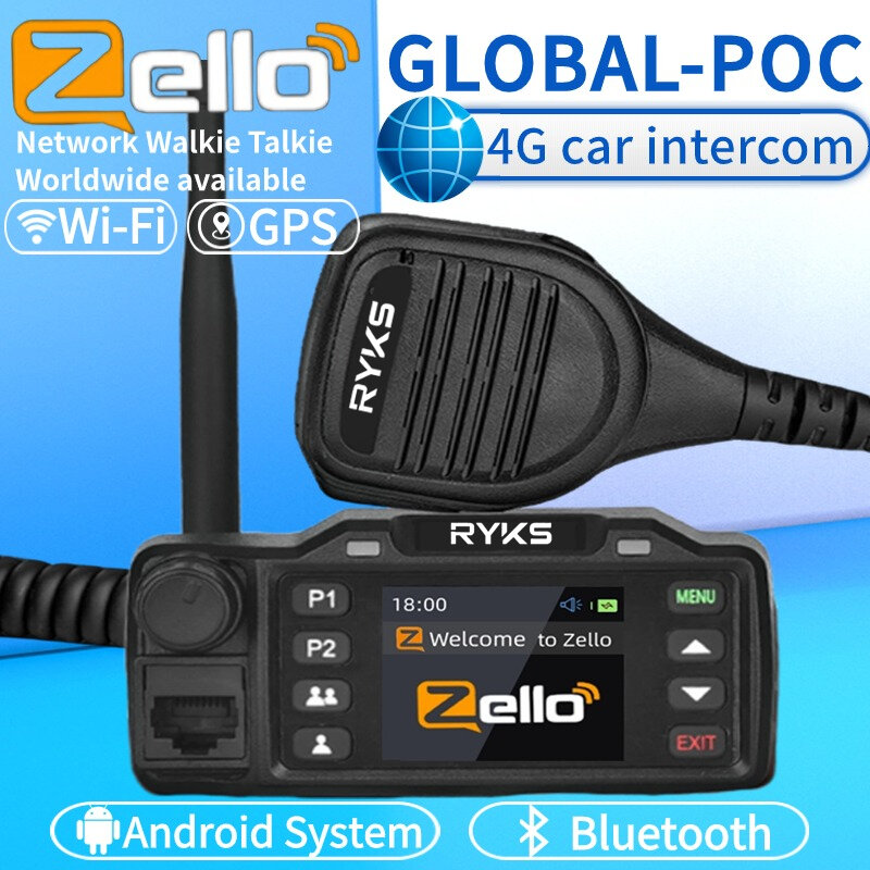 Zello長距離トランシーバー、ラジオ、スピーカー、マイク、Wi-Fi、インターネット、4g、GPS、青色、車、100km