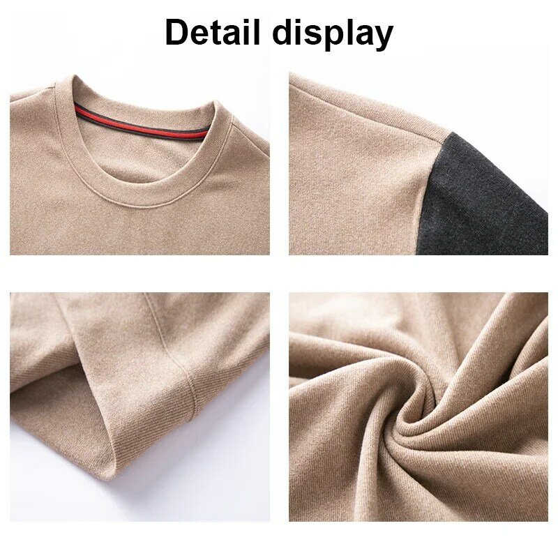 Men's Spring and Autumn New Round Neck T-shirt American Casual Colored Fashion Bottom Shirt