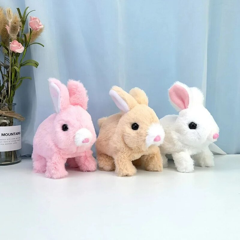 Elektroniczne zabawkowe zwierzątka pluszowy królik elektryczny symulacja może chodzić, aby dźwięk trzęsący się uszy z długimi włosami królika prezenty dla dzieci