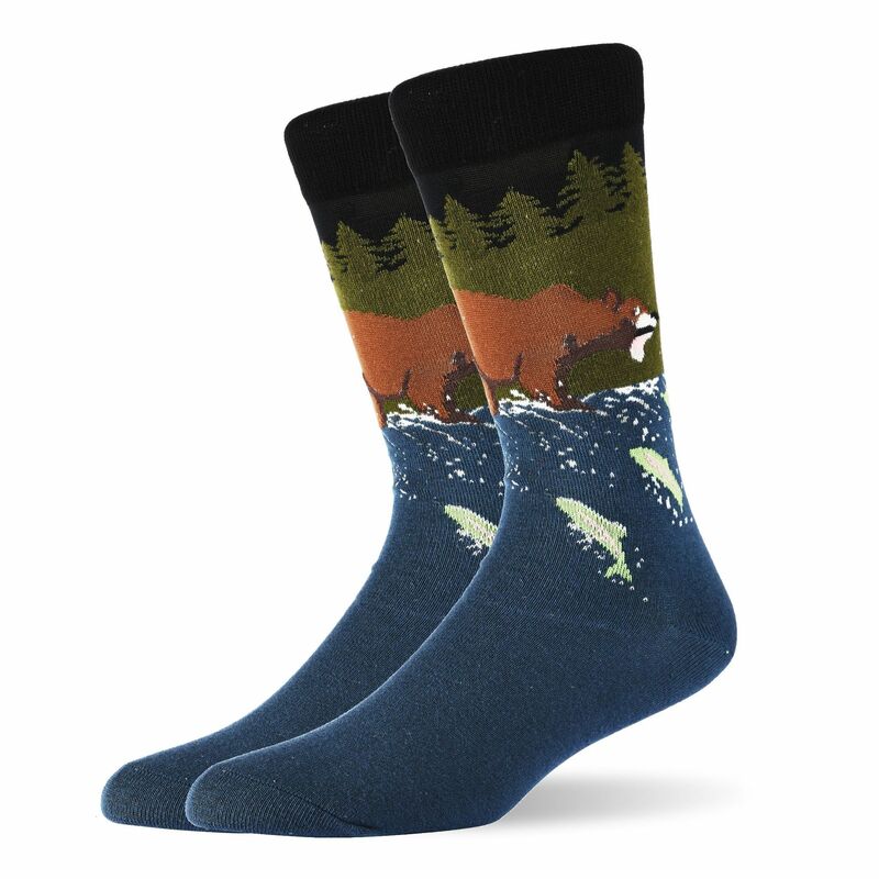 Outono e inverno nova personalidade criativa meias padrão de barba de tubarão meias masculinas meias de tubo médio a alto meias de algodão