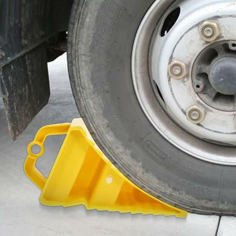 Wheel Chock For Truck Anti-Slip Multipurpose Wheel Stopper Portable Yellow Tire Chocks Wear-Resistant Tire Stopper For Trucks