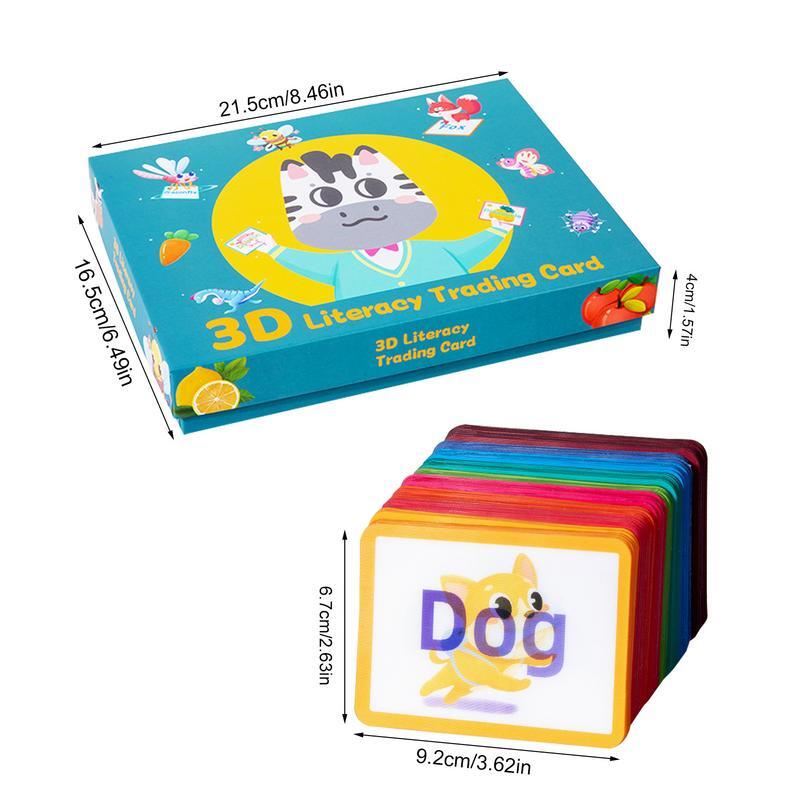 مجموعة بطاقات الأبجدية للأطفال في مرحلة ما قبل المدرسة ، بطاقات فلاش ثلاثية الأبعاد بتصميم حيوانات وفواكه