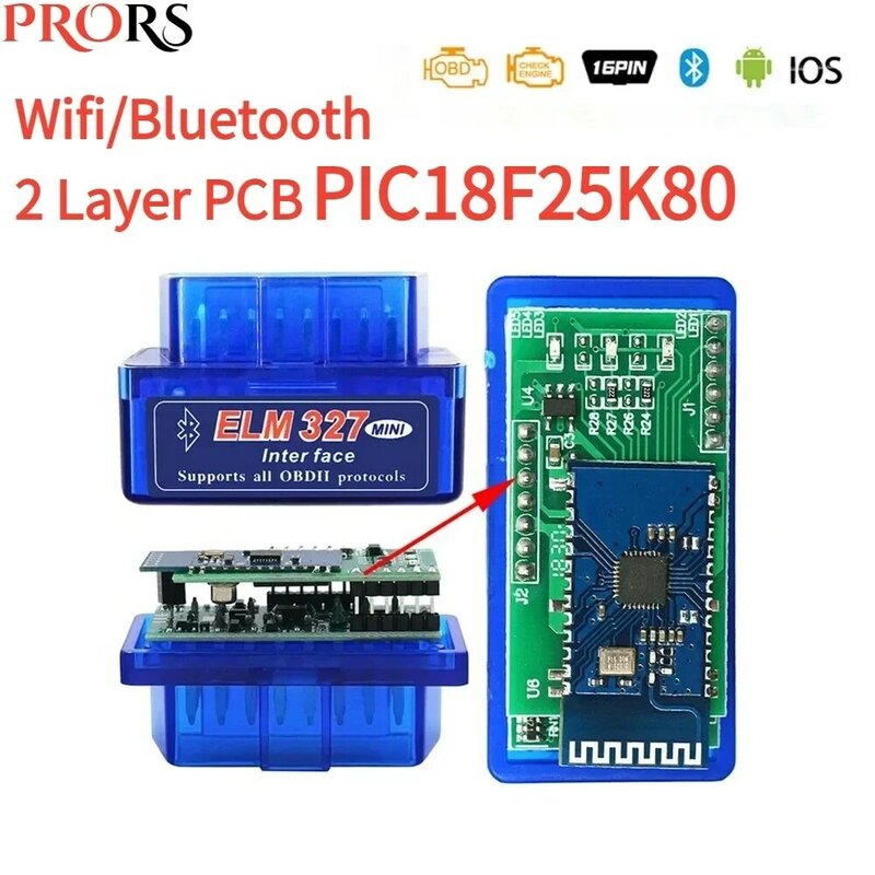 ELM327-herramienta de diagnóstico Universal con Bluetooth V1.5, escáner OBD2 con doble Pic18f25k80, WIFI, 35k80, para Android e IOS, novedad