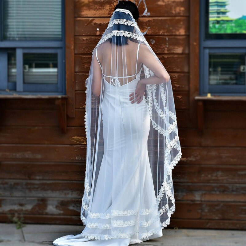 Мягкая кружевная свадебная вуаль BL4044 для невесты