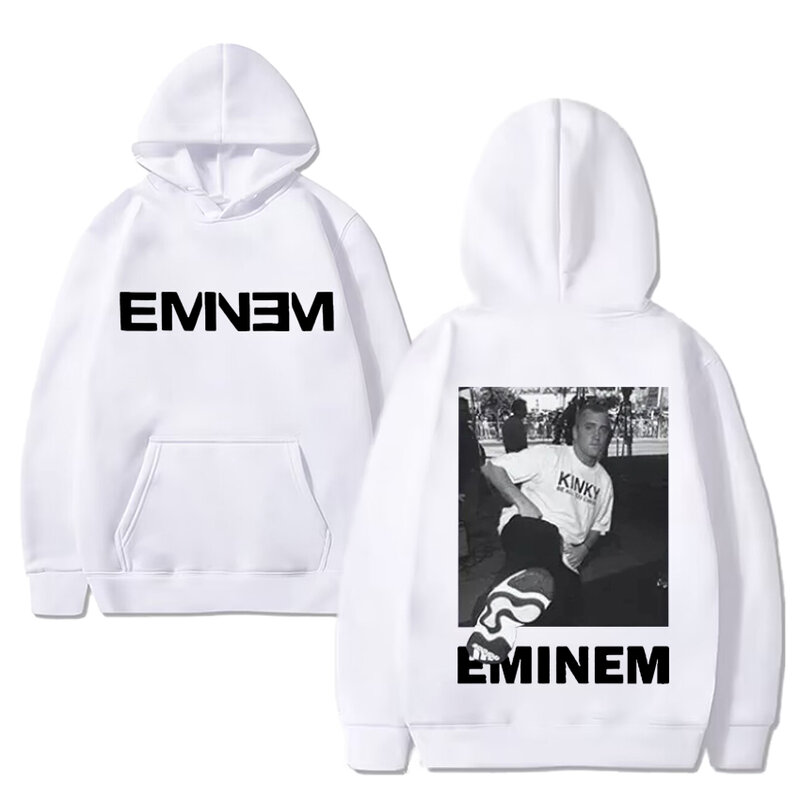Rapper Eminem Hiphop Oversized Hoodie Heren Damesmode Zwarte Fleece Sweatshirts Met Lange Mouwen Unisex Casual Vintage Pullovers