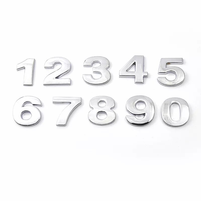 1 pz 3d argento cromato decalcomanie per auto 25mm metallo lettera e numero adesivi alfabeto esterno impermeabile per accessori moto