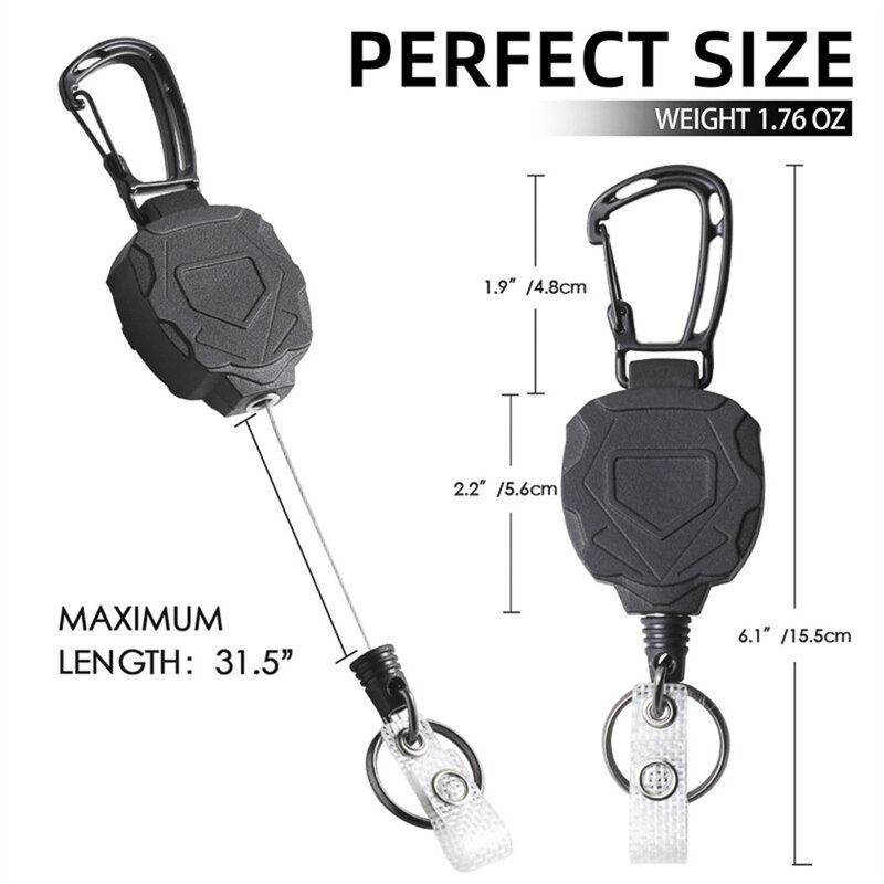 1pcs Retractable Keychain Heavy Duty Retractable Badge Holders Carabiner Id Badge Reel For Hiking Anti-Theft Keychain