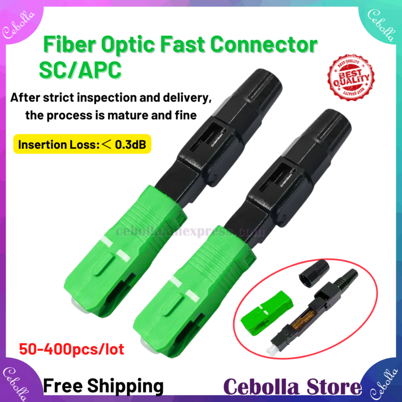 Conector rápido de fibra óptica Sc-apc, adaptador monomodo, montagem rápida, ftth