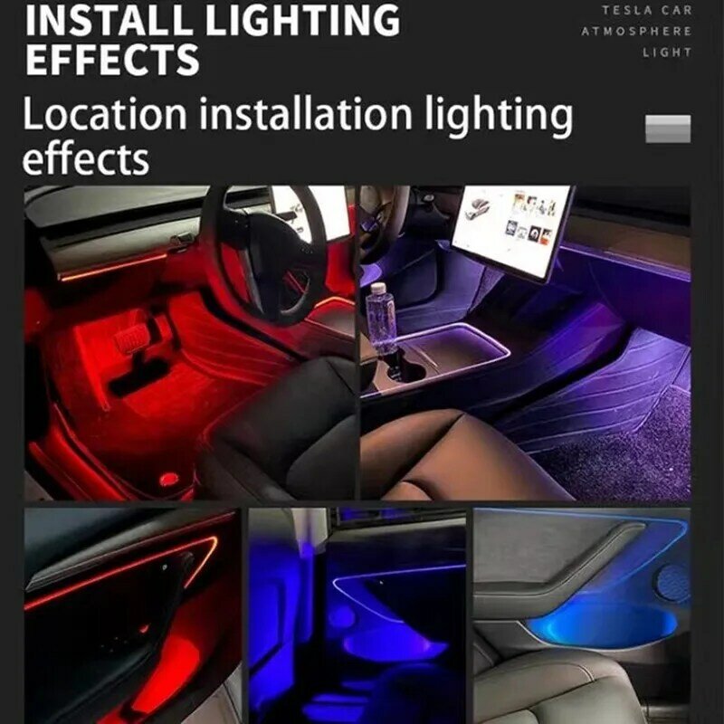 Per Tesla Center Console Dashboard Neon Light Tubes modello 3 modello Y 2019-2023 RGB interni LED Strip Lights con Controller App