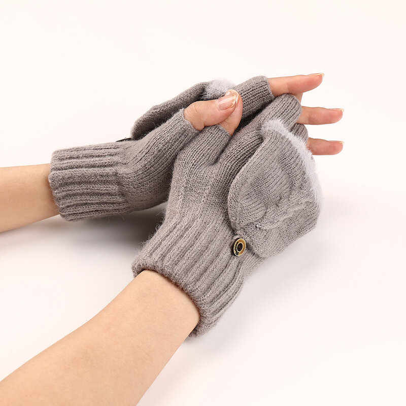 2023 Winter warm verdickende Woll handschuhe gestrickt Flip finger los ausgesetzt Finger dicke Handschuhe ohne Finger Fäustlinge Handschuh Frauen