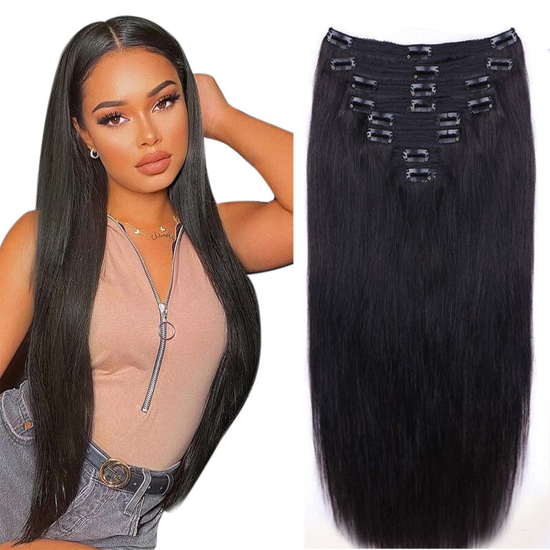 Natural Straight Clip In Human Hair Extension Clip Ins Remy Hair For Women 100% Unprocessed Brazilian Virgin Hair Clip Full Head