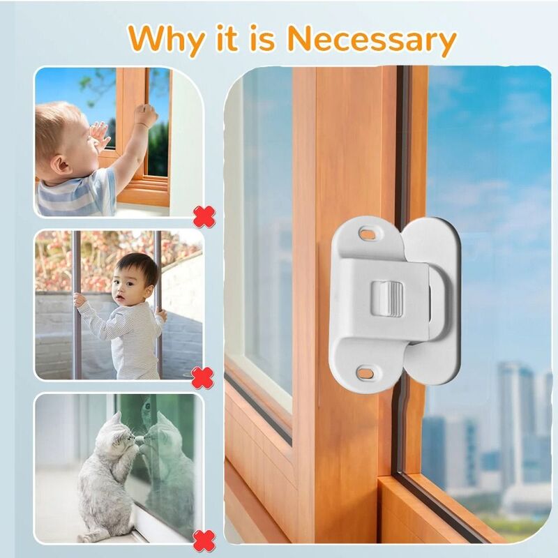 Multipurpose Plastic Safety Lock para crianças, equipamentos de proteção, deslizante Window Locks, cor sólida, protetor de segurança