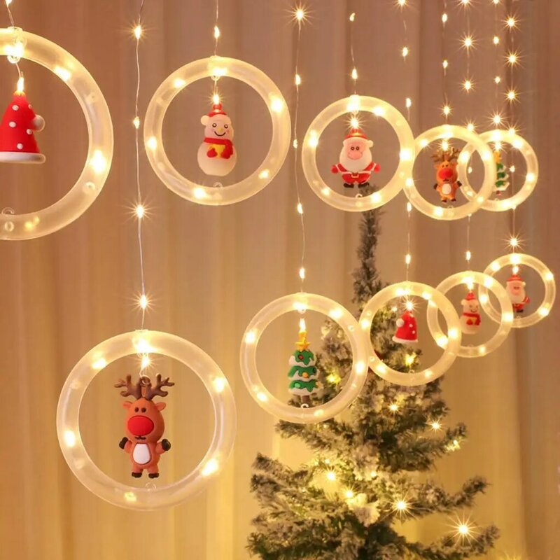 Lampu tirai Natal Mini lampu tali gantung lampu untuk luar ruangan
