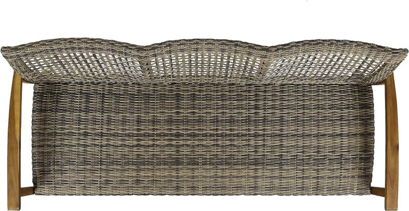 Christopher Knight-Sofá de madeira ao ar livre, acabamento cinza natural manchado, Vime, Casa, Marcia, 6.50x3200x3250