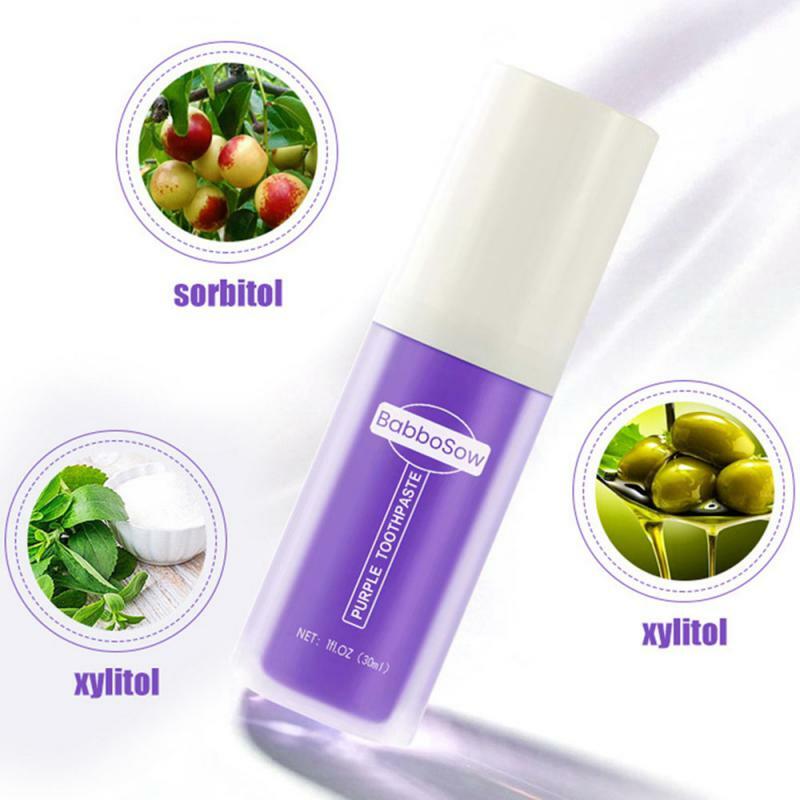 V34 Purple Toothpaste Bottled Press Toothpaste Tooth Gel For Teeth Whitening Brightening Reduce Yellowing Cleaning Tooth Care
