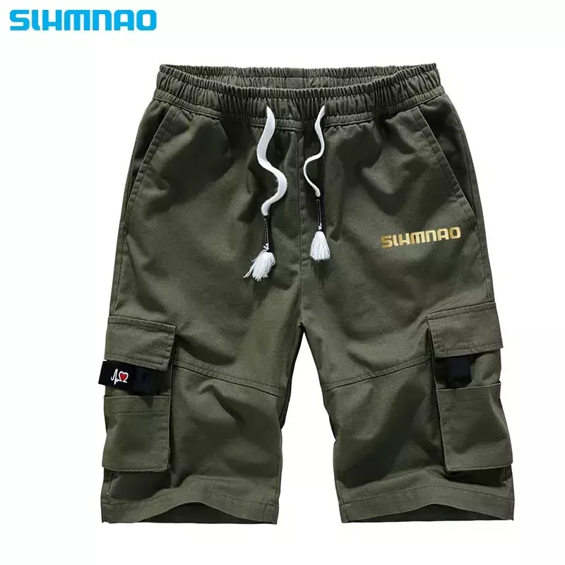 Summer New Men's Work Shorts Loose Size Outdoor Sports Fishing Pure Cotton Split Pants Multi Pocket Casual Pants Sports Pants