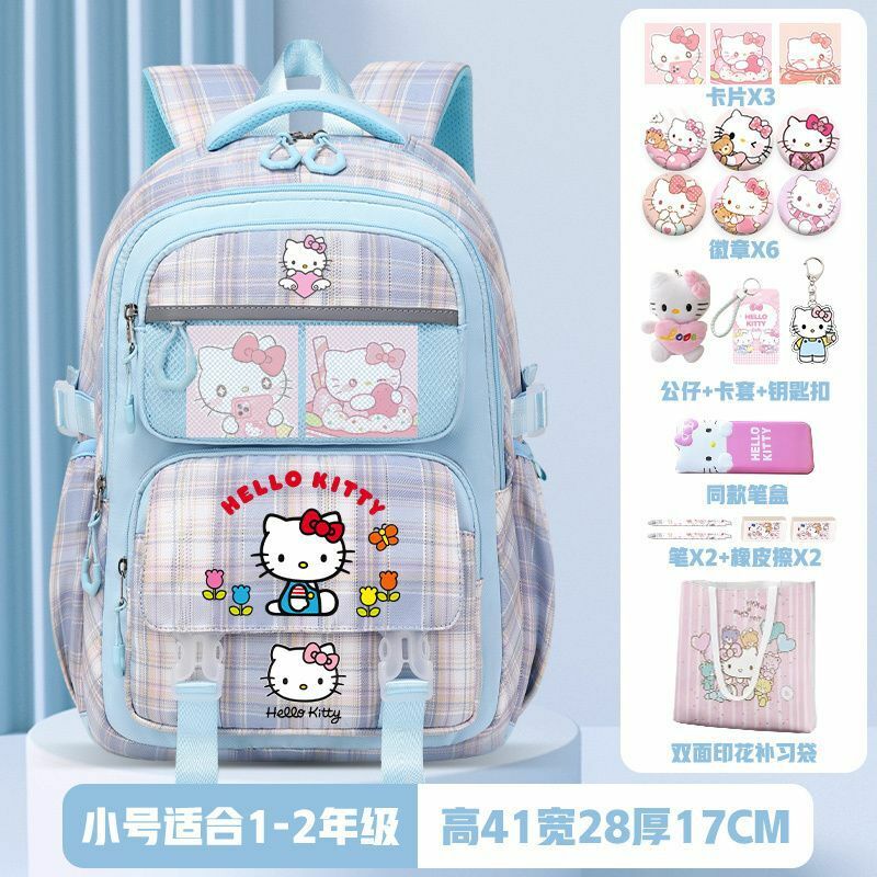 Sanrio tas punggung kapasitas besar anak, tas sekolah kapasitas besar, tas ransel kartun Hello Kitty, tas sekolah anak-anak, baru Hellokitty