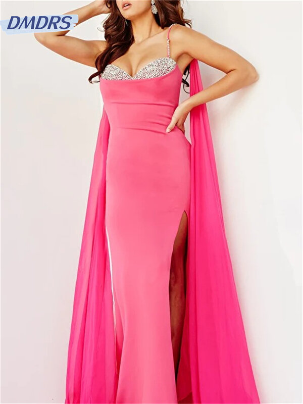 Charming Backless Gowns 2024 Classic Sleeveless Evening Dress Sexy Slit A-Line Floor-Length Gown Vestidos De Novia