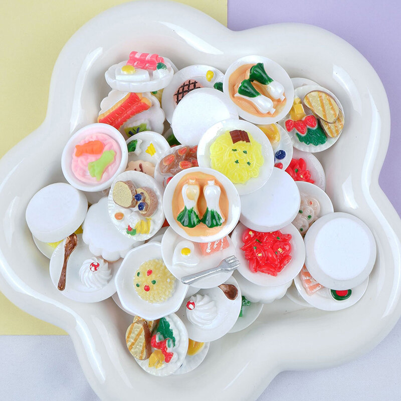 1PC Dollhouse Accessories Mini Dim Sum Platter DIY Miniature Landscape Fairy Garden Decor Pretend Food Ornaments