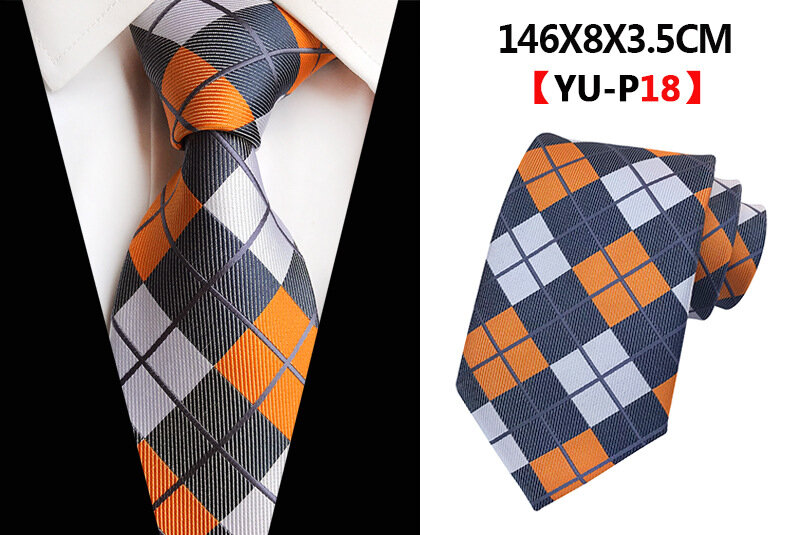 8CM Silk Striped Plaid Print Tie Men's Casual Neck Tie for Wedding Party Business Gift Accessories Classic Necktie