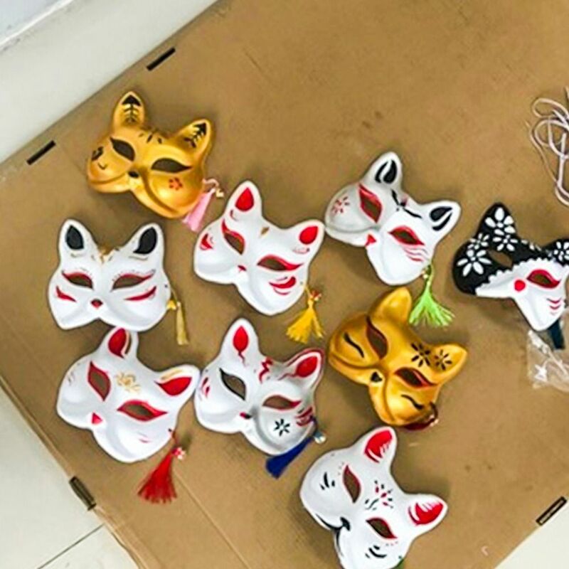 DIY Fuchs Maske leer handgemalte weiße Halb gesicht Cosplay Zellstoff Papier Gesichts maske Party