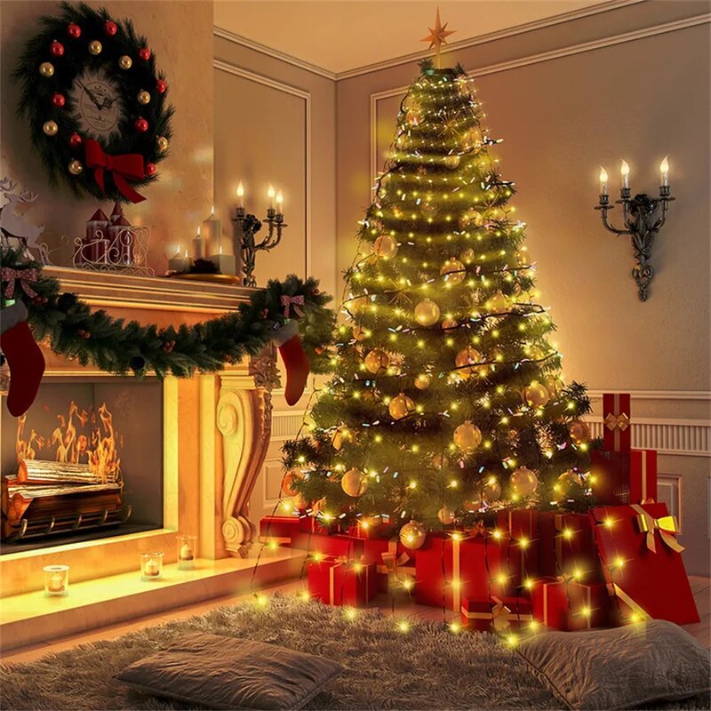 Guirnalda de luces LED para árbol de Navidad, iluminación con enchufe europeo y estadounidense, para boda, Año Nuevo, Pascua, fiesta en casa, 400