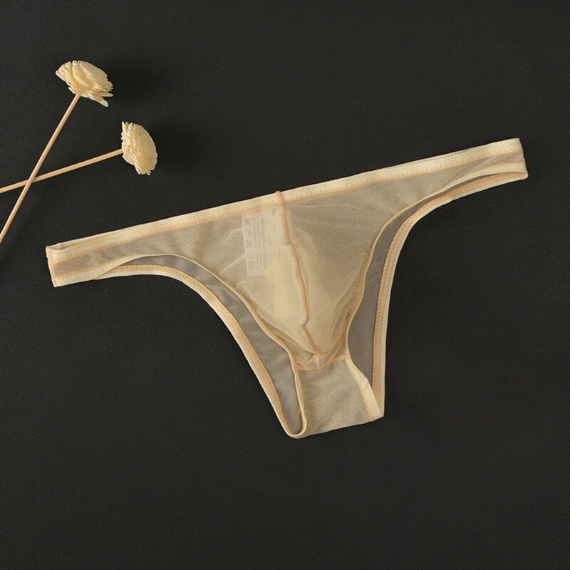 Sous-vêtements sexy pour hommes, lingerie en maille transparente, caleçon en poudre respirante, string