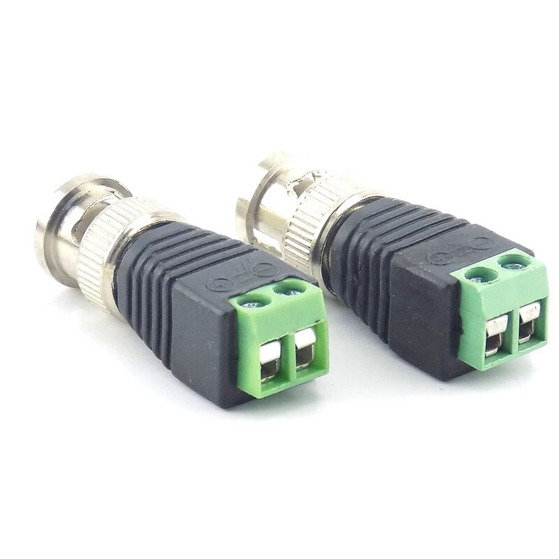 10Pcs Coax CAT5 BNC Male Connector Plug DC Adapter Video Balun cable for CCTV Video Camera Security System Accessories L19