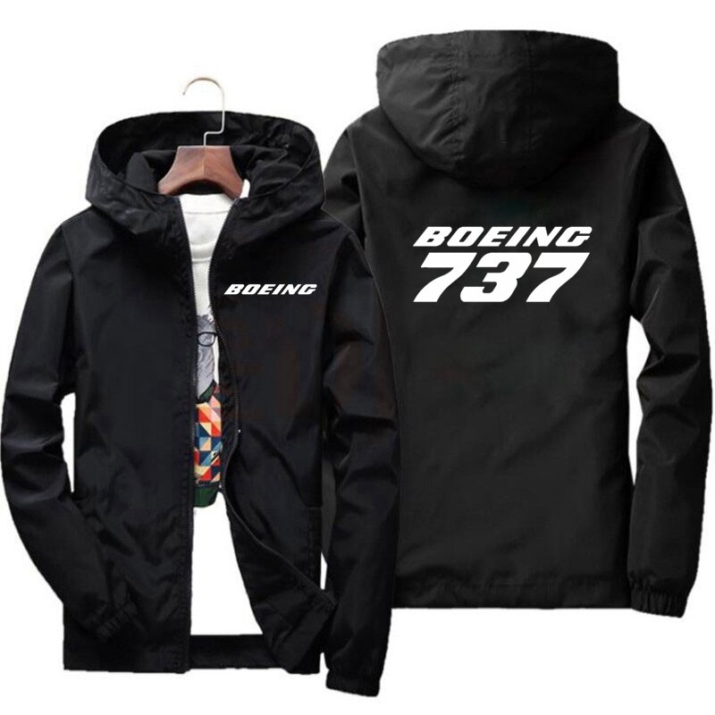 2024 new men's hoodie Boeing 737 777 767 printed men's jacket casual jogging thin jacket Harajuku zippered hooded sweatshirt