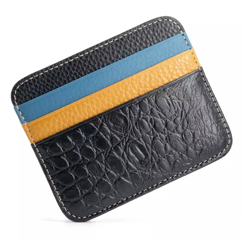 Retro First Layer Genuine Leather Card Bag with 7 Card Slot Super Thin 100% Real Leather Bank Card Holder Coin Purse Sort Wallet