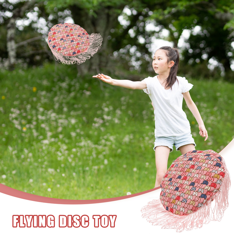 Juguete de disco volador al aire libre para niños, interesante juguete para niños, Impresión de dibujos animados, disco volador, paño de borla, deportes