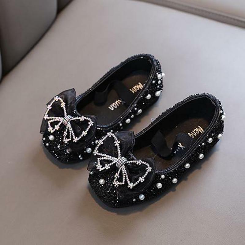 Ainyfu ฤดูใบไม้ผลิเด็กลูกไม้โบว์เจ้าหญิงรองเท้าสาวสีเลื่อมรองเท้าหนังเด็กแบบใหม่นุ่ม soled รองเท้างานแต่งงาน H807
