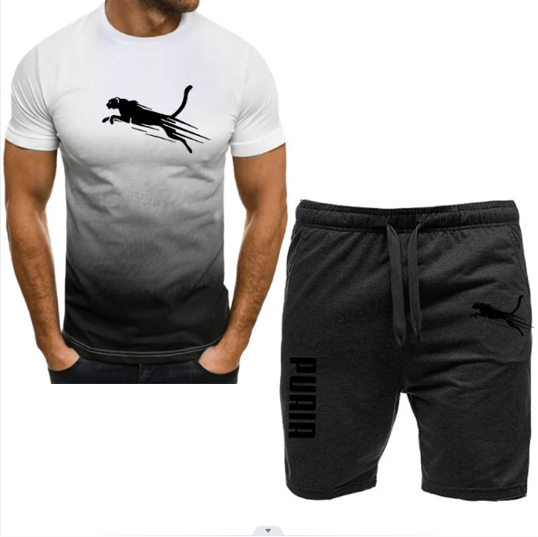 Conjunto de t-shirt e shorts de jogging respirável masculino, roupa esportiva fitness, running suit casual de 2 peças, novo, 2022