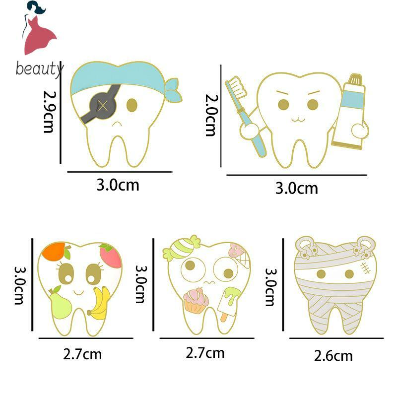 Dentes Toothbrush Metal Esmalte Broche, Cute Cartoon Dentistry Badge, Trendy Backpack, Lapel Jóias, Presentes para Crianças e Amigos