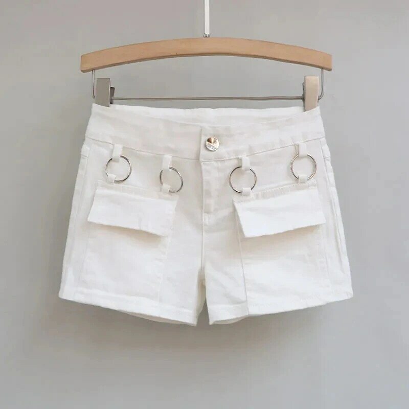 Schwarze Jeans shorts für Frauen Frühling/Sommer neue koreanische niedrige Taille schlanke elastische Hot pants weiße weibliche lässige kurze Hose