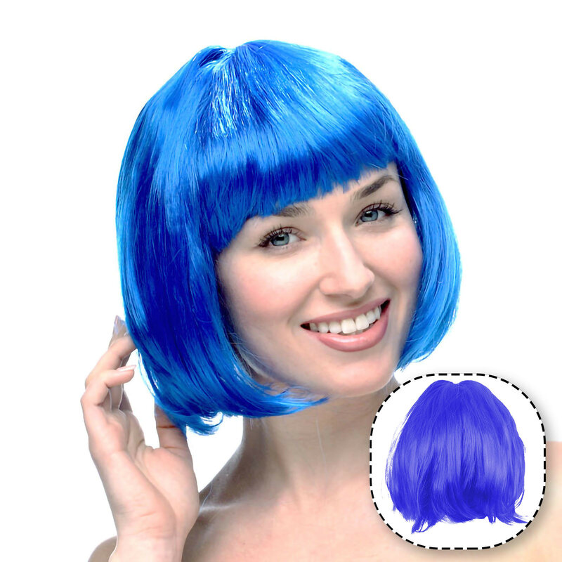 Damskie krótkie peruka w stylu Bob proste grzywki na imprezę Cosplay pokaz sceniczny 5 kolorów akcesoria do włosów moda karnawałowa peruka kabaretowa