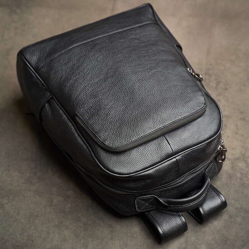 Skóra naturalna męska plecak na ramię krowie wielofunkcyjna torba podróżna komputer rekreacyjny do 17-calowego laptopa