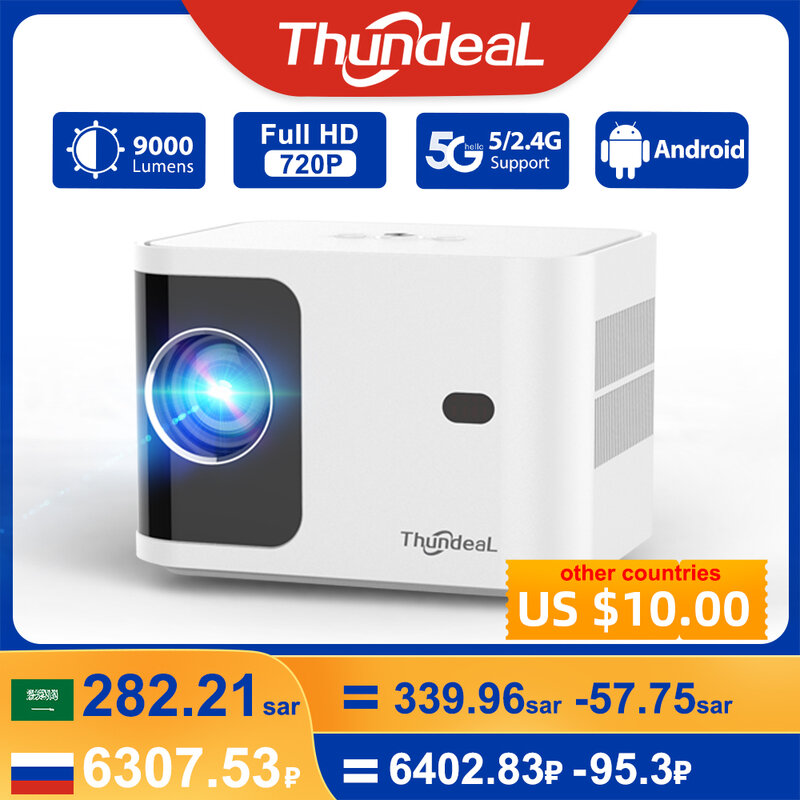 Thundeal-フルHDミニプロジェクター,td91,4kビデオ,5g,wifi,Android,ラップトップ,ホームシアター,1080p,td91w
