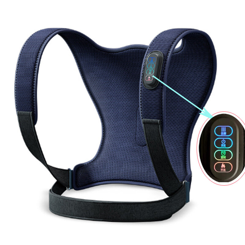 Masajeador de estiramiento de compresión caliente para espalda y hombros, terapia de vibración inalámbrica, alivio del dolor, correa de soporte térmico