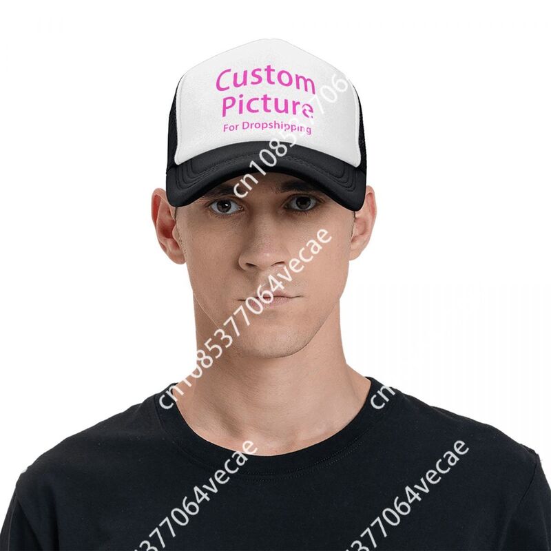 Niestandardowe zdjęcie Logo czapka typu Trucker kobiet mężczyzn na zamówienie regulowana ręcznie wykonany nadruk czapka z daszkiem dla dorosłych czapki z daszkiem wiosenna