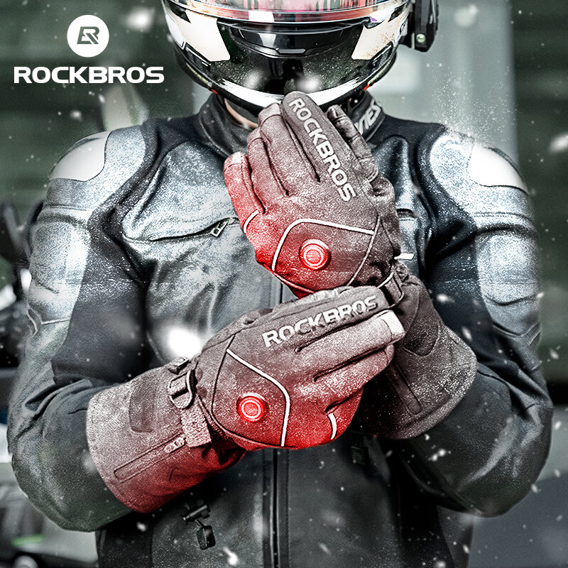 ROCKBROS 스마트 전기 온열 장갑, 스키 오토바이 스크린 터치, 방수, 충전식, 4000mAh 배터리, 겨울