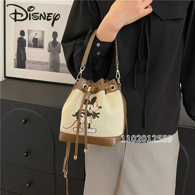 Disney-Bolsa de ombro feminina mickey, bolsa fofa dos desenhos animados, grande capacidade, moda, alta qualidade, nova