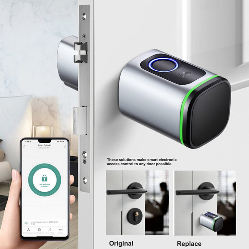 Zemismart Tuya Ble Smart Elektronische Deurslot Diy Cilinder Core Vingerafdruk App Toetsen Ic Card Unlock Voor Thuis Hotels Beveiliging