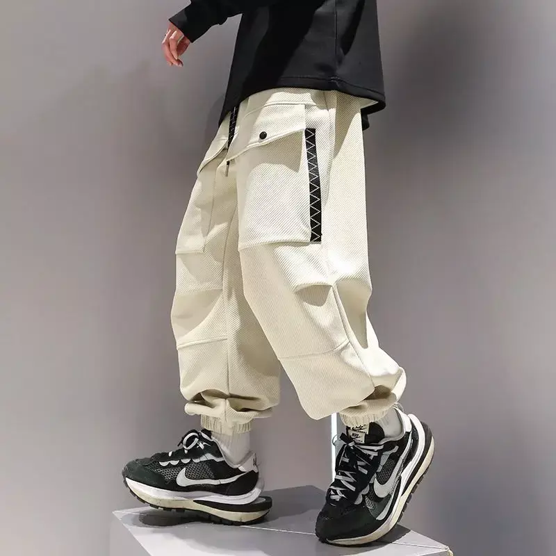 New Grande Bolso Sweatpants Mulheres Japonês Solto Simples Casual Y2k Calças Esportivas Streetwear Mulheres Coreano Moda Calças Cargo