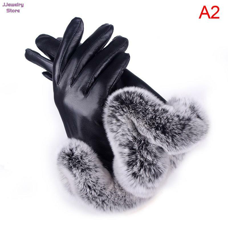 女性用合成皮革ミトン,冬用手袋1ペア,女性用屋外運転用暖かい手袋