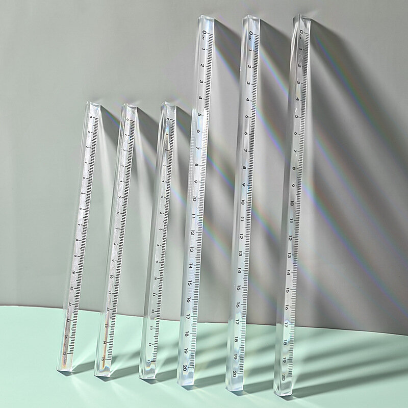 15cm /20cm semplice trasparente triangolare righello dritto strumento Kawaii cancelleria cartone animato disegno regalo ufficio scuola strumento di misurazione