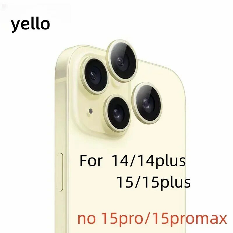 Pelindung lensa kamera logam kaca Tempered 3D, Film pelindung lensa kamera logam untuk iPhone 15 14 Plus 15 Pro Max 15Pro